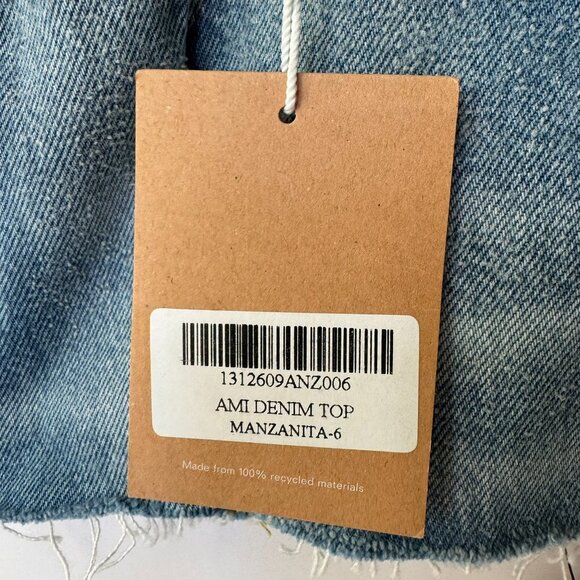 NWT Reformation Ami Denim Top Cropped Jean Blue Size 6 - Picture 5 of 11